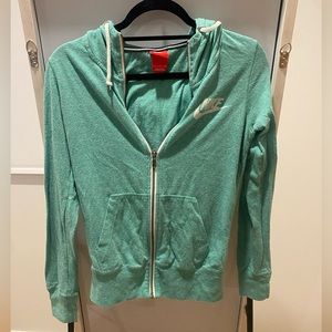 Green Nike zip up hoodie